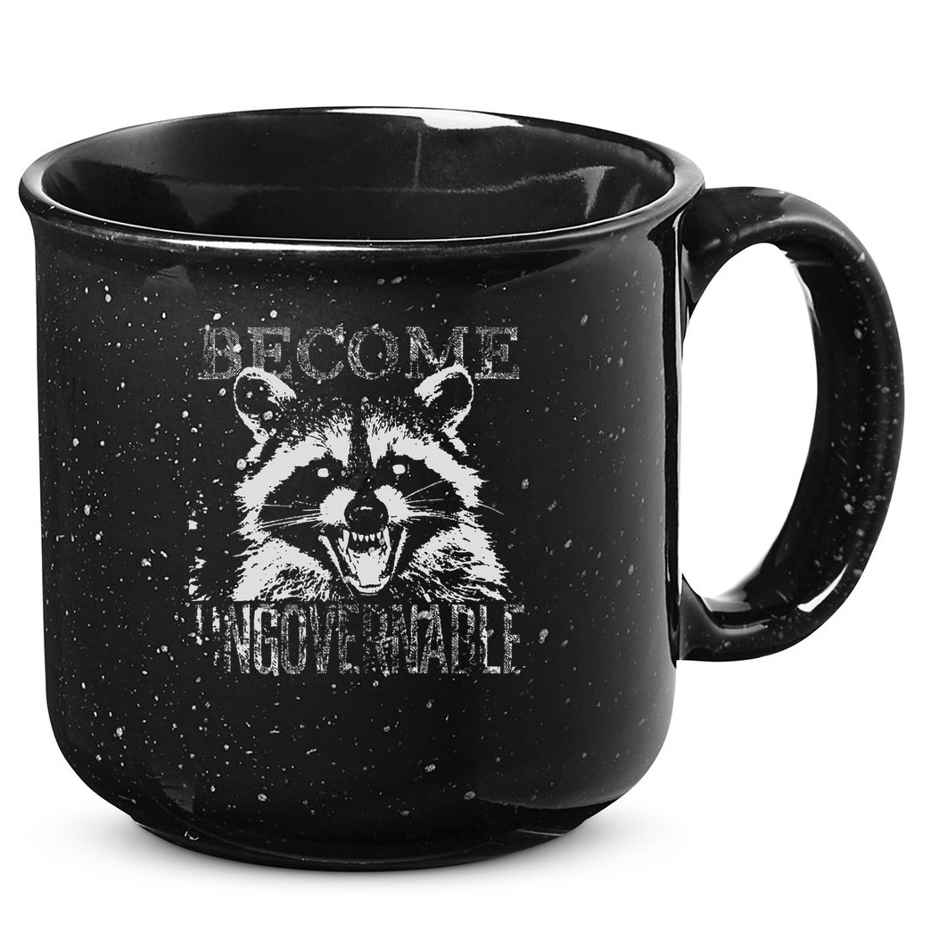 Vintage Angry Raccoon Become Ungovernable Trash Panda Meme 15oz Campfire Ceramic Mug
