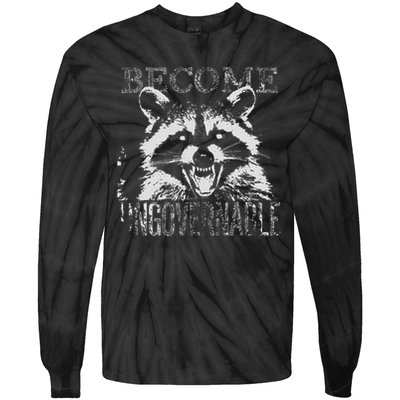 Vintage Angry Raccoon Become Ungovernable Trash Panda Meme Tie-Dye Long Sleeve Shirt