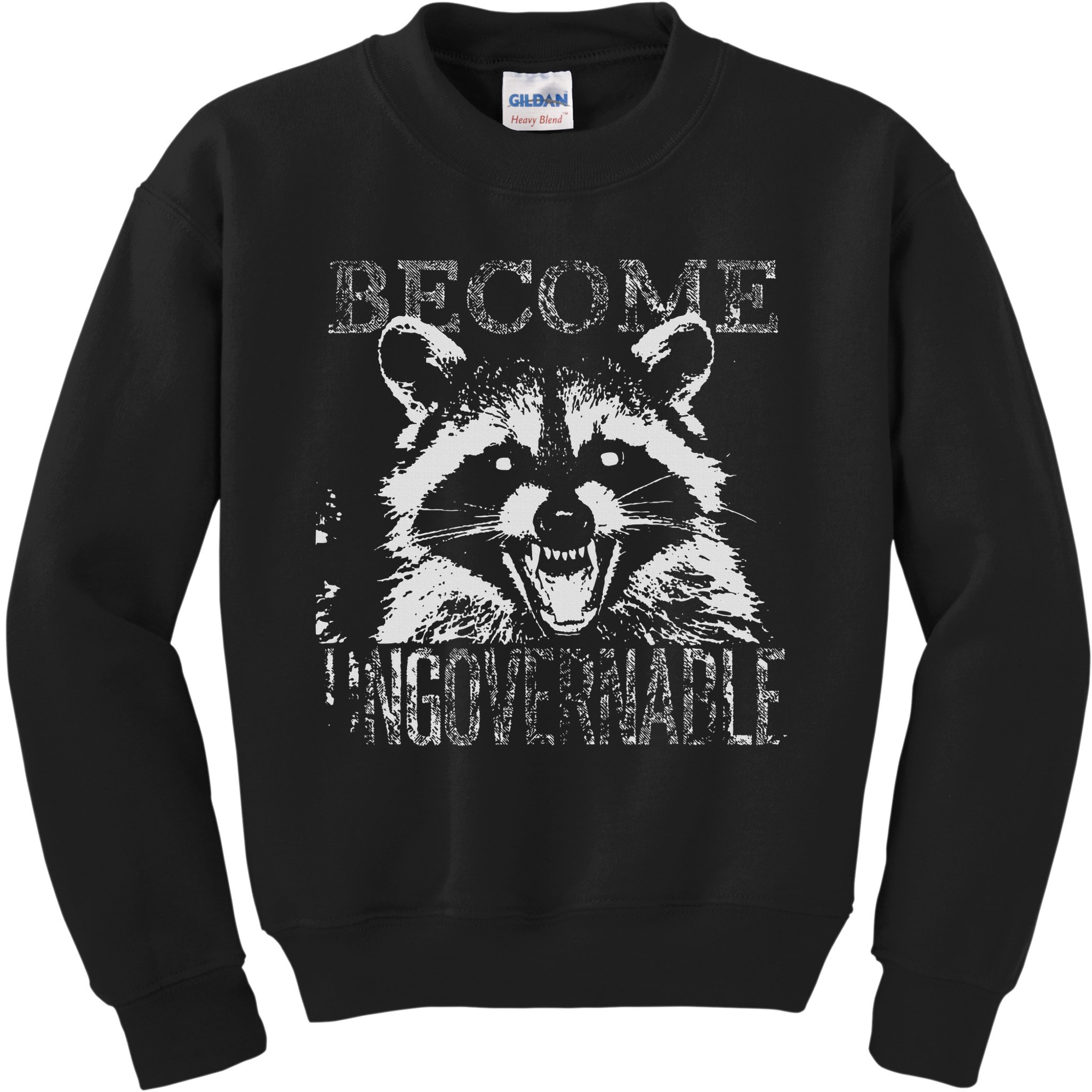 Vintage Angry Raccoon Become Ungovernable Trash Panda Meme Kids Sweatshirt