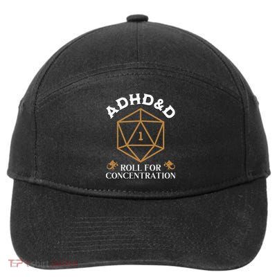 Vintage Adhd&D Roll For Concentration Dnd 7-Panel Snapback Hat