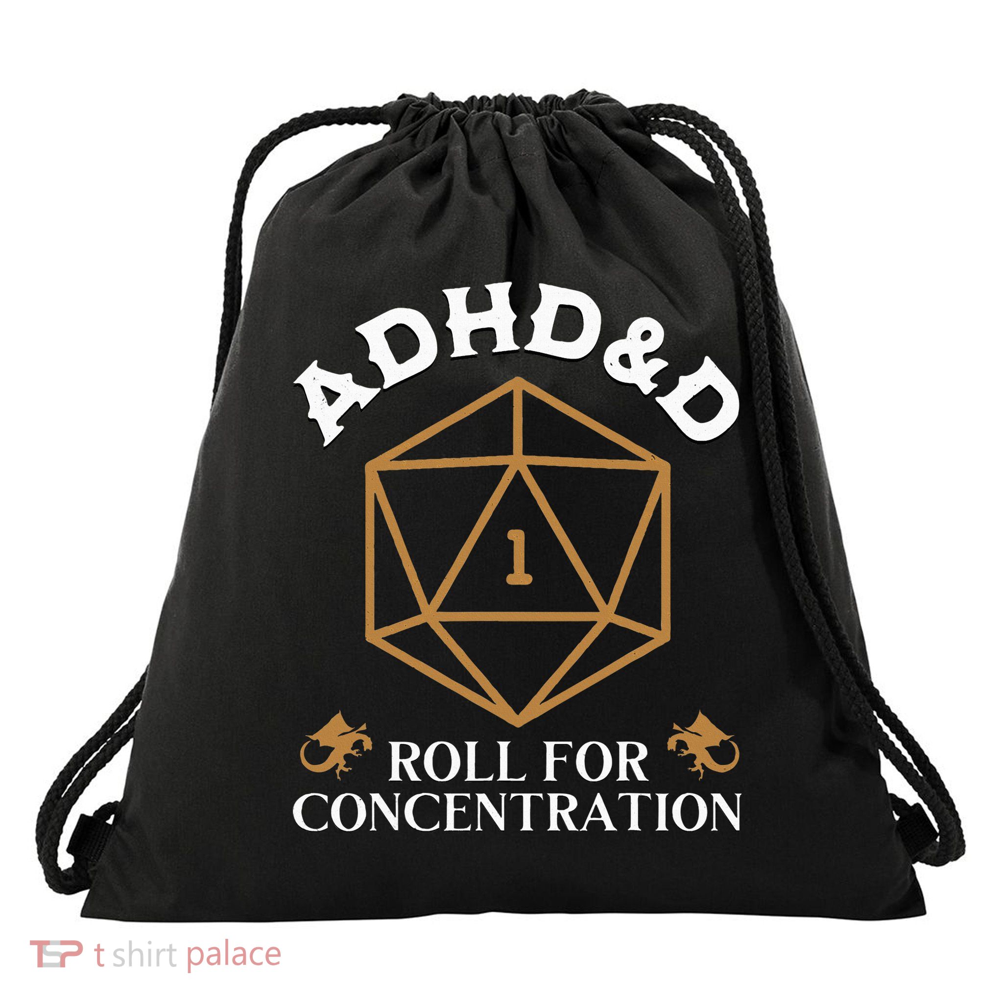 Vintage Adhd&D Roll For Concentration Dnd Drawstring Bag