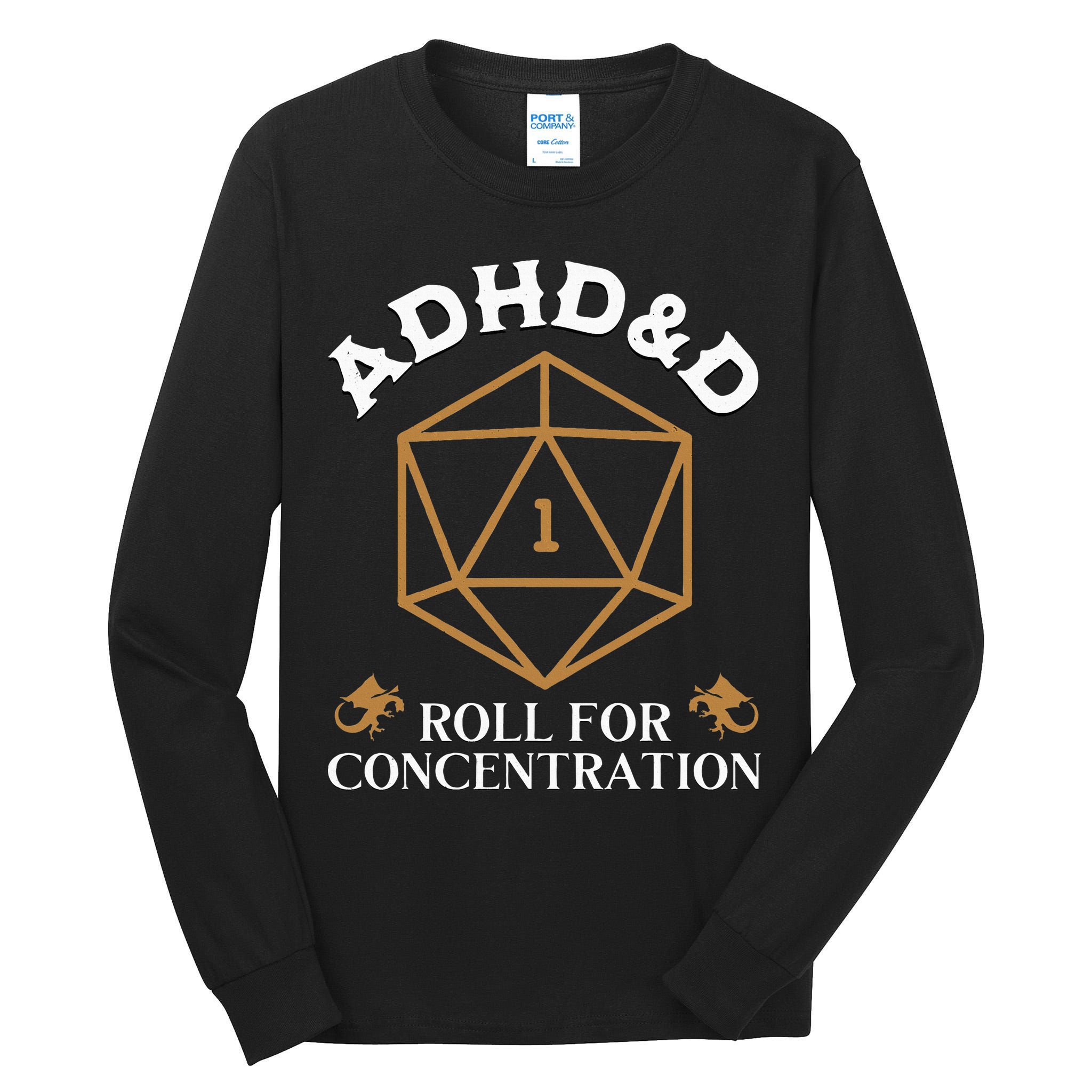 Vintage Adhd&D Roll For Concentration Dnd Tall Long Sleeve T-Shirt
