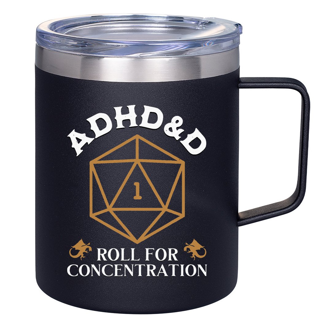 Vintage Adhd&D Roll For Concentration Dnd 12oz Stainless Steel Coffee Mug