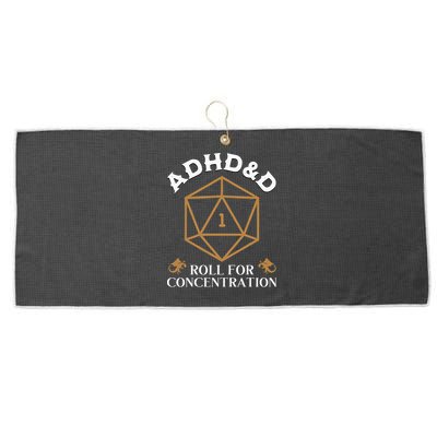 Vintage Adhd&D Roll For Concentration Dnd Large Microfiber Waffle Golf Towel