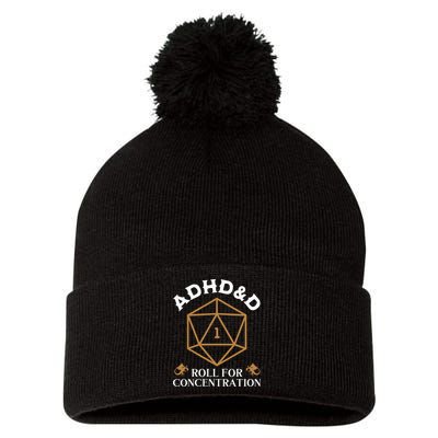 Vintage Adhd&D Roll For Concentration Dnd Pom Pom 12in Knit Beanie
