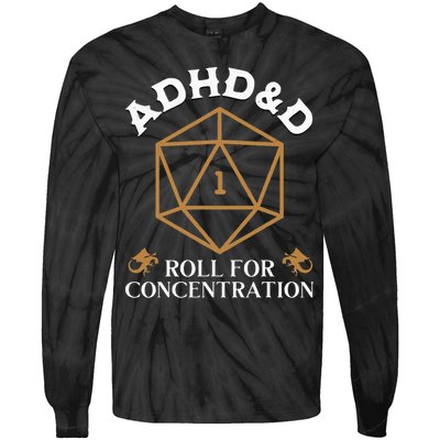 Vintage Adhd&D Roll For Concentration Dnd Tie-Dye Long Sleeve Shirt
