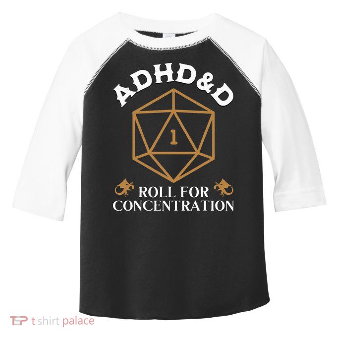 Vintage Adhd&D Roll For Concentration Dnd Toddler Fine Jersey T-Shirt
