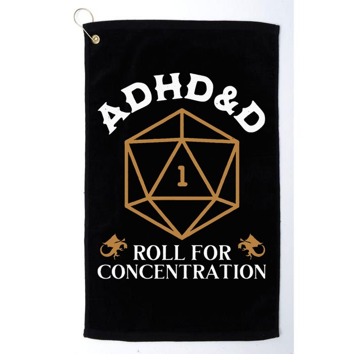 Vintage Adhd&D Roll For Concentration Dnd Golf Towel