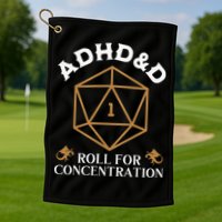 Vintage Adhd&D Roll For Concentration Dnd Golf Towel