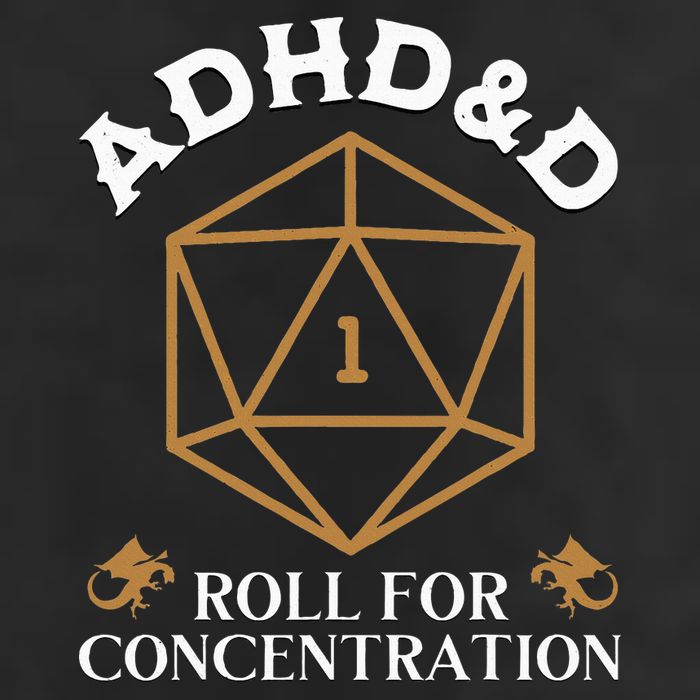 Vintage Adhd&D Roll For Concentration Dnd Golf Towel