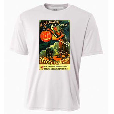 Vintage Art Retro Halloween Witch Cooling Performance Crew T-Shirt