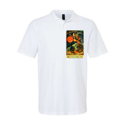 Vintage Art Retro Halloween Witch Softstyle Adult Sport Polo