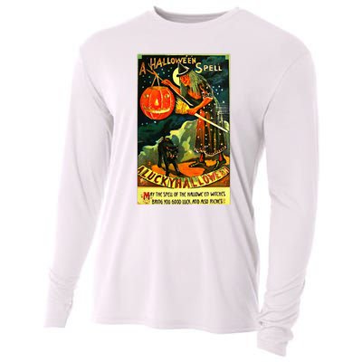 Vintage Art Retro Halloween Witch Cooling Performance Long Sleeve Crew