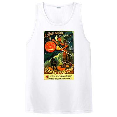 Vintage Art Retro Halloween Witch PosiCharge Competitor Tank