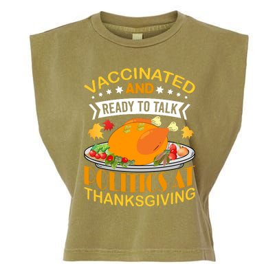 Vaccinated And Ready To Talk Politics At Thanksgiving Garment-Dyed Women's Muscle Tee