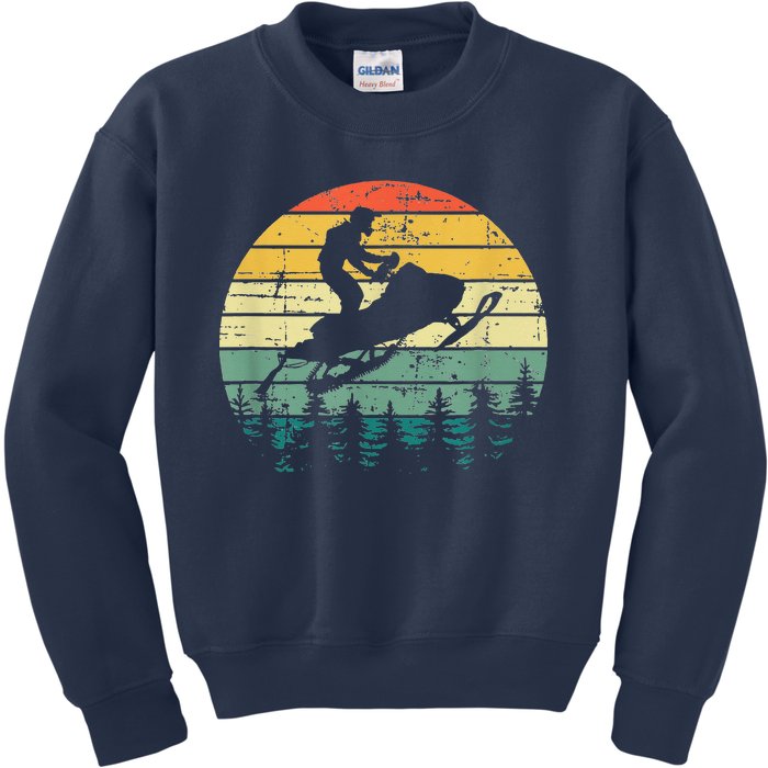 Vintage American Snowmobile Retro Snowmobiling Sled Kids Sweatshirt