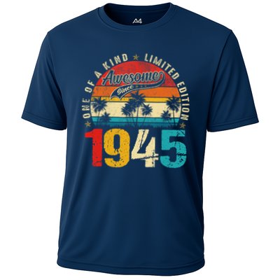 Vintage Awesome Since 1945 80th Birthday 80 Years Old Cooling Performance Crew T-Shirt