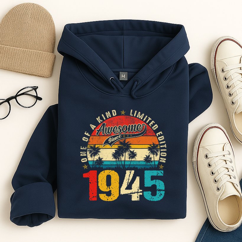 Vintage Awesome Since 1945 80th Birthday 80 Years Old Hoodie
