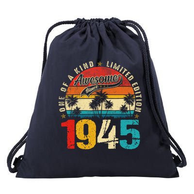 Vintage Awesome Since 1945 80th Birthday 80 Years Old Drawstring Bag