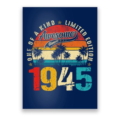 Vintage Awesome Since 1945 80th Birthday 80 Years Old Poster