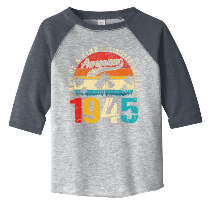 Vintage Awesome Since 1945 80th Birthday 80 Years Old Toddler Fine Jersey T-Shirt