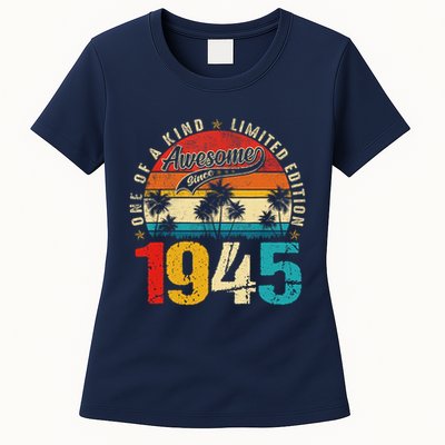 Vintage Awesome Since 1945 80th Birthday 80 Years Old Womens T-Shirt