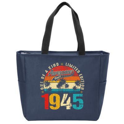 Vintage Awesome Since 1945 80th Birthday 80 Years Old Zip Tote Bag