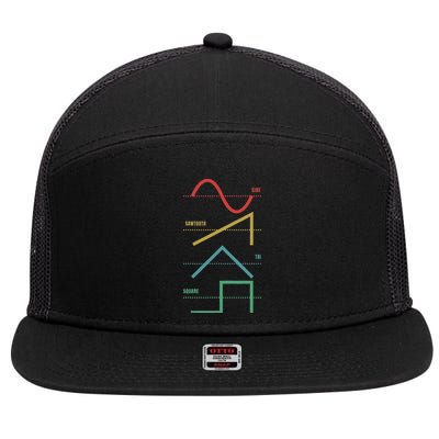 Vintage Analogue Synthesizer Techno Waveform Synth Nerd 7 Panel Mesh Trucker Snapback Hat