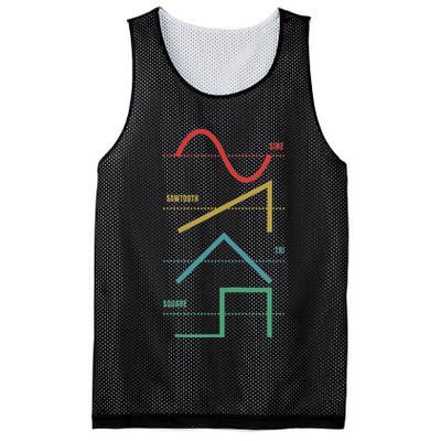 Vintage Analogue Synthesizer Techno Waveform Synth Nerd Mesh Reversible Basketball Jersey Tank