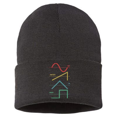 Vintage Analogue Synthesizer Techno Waveform Synth Nerd Sustainable Knit Beanie