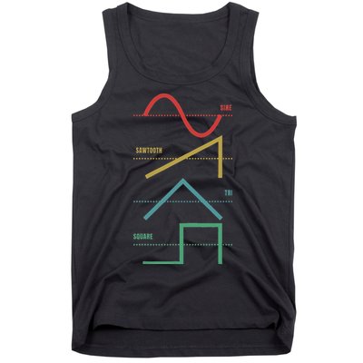 Vintage Analogue Synthesizer Techno Waveform Synth Nerd Tank Top
