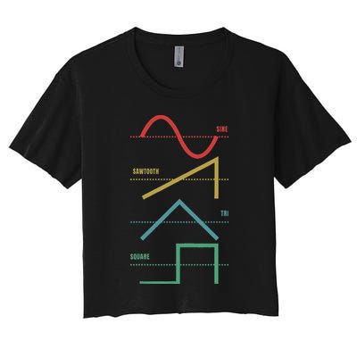 Vintage Analogue Synthesizer Techno Waveform Synth Nerd Women's Crop Top Tee