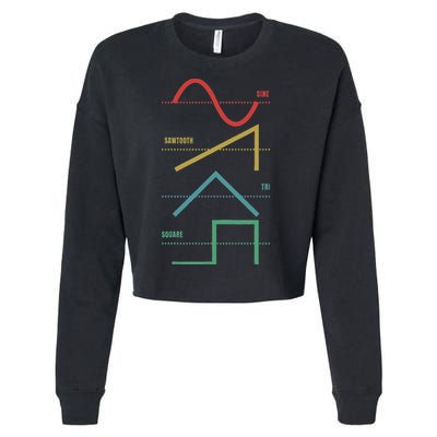 Vintage Analogue Synthesizer Techno Waveform Synth Nerd Cropped Pullover Crew