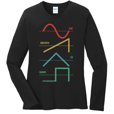 Vintage Analogue Synthesizer Techno Waveform Synth Nerd Ladies Long Sleeve Shirt