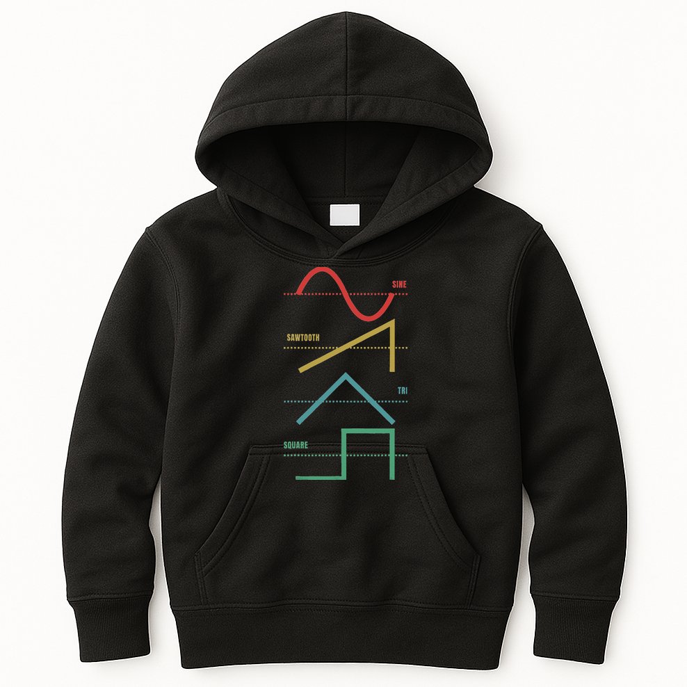 Vintage Analogue Synthesizer Techno Waveform Synth Nerd Kids Hoodie