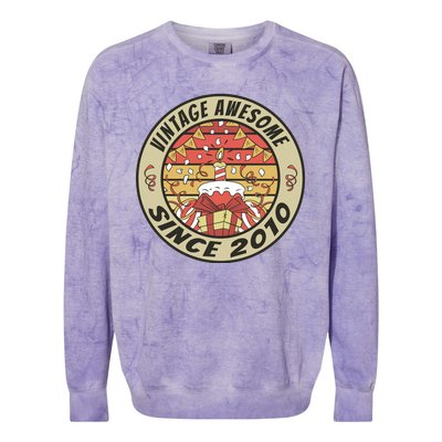 Vintage Awesome Since 2010 Birthday Gift Colorblast Crewneck Sweatshirt