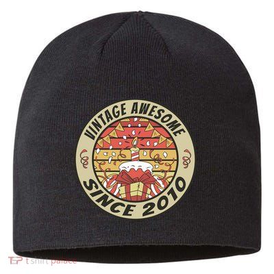 Vintage Awesome Since 2010 Birthday Gift Sustainable Beanie