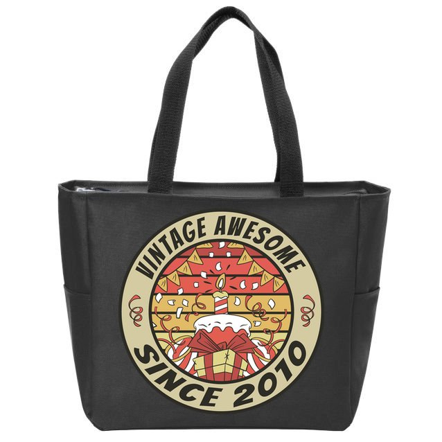 Vintage Awesome Since 2010 Birthday Gift Zip Tote Bag