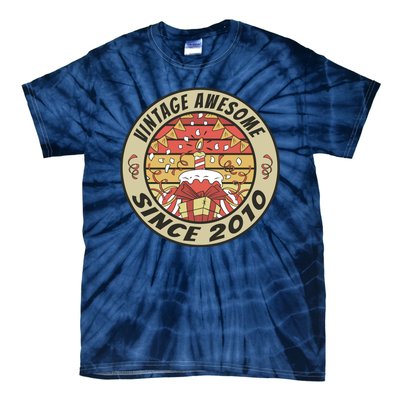 Vintage Awesome Since 2010 Birthday Gift Tie-Dye T-Shirt