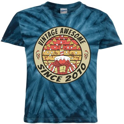 Vintage Awesome Since 2010 Birthday Gift Kids Tie-Dye T-Shirt