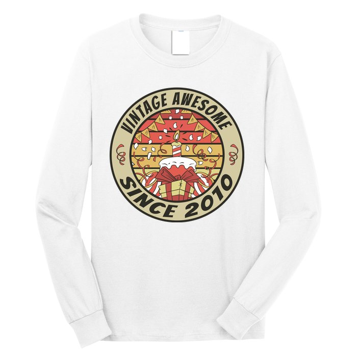 Vintage Awesome Since 2010 Birthday Gift Long Sleeve Shirt