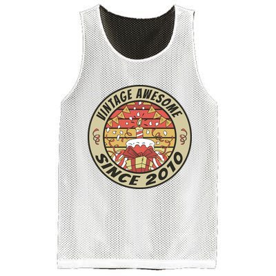 Vintage Awesome Since 2010 Birthday Gift Mesh Reversible Basketball Jersey Tank