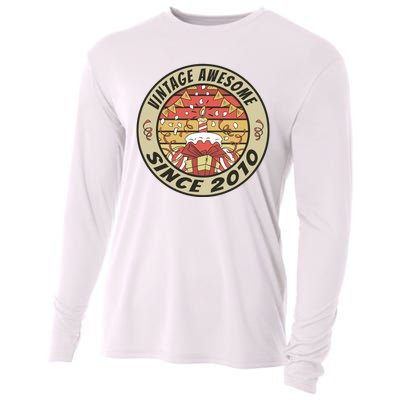 Vintage Awesome Since 2010 Birthday Gift Cooling Performance Long Sleeve Crew