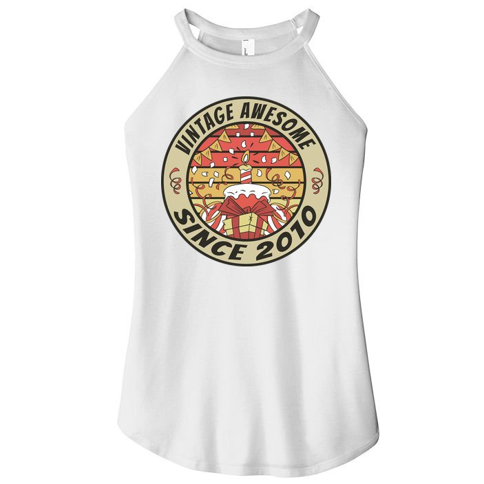 Vintage Awesome Since 2010 Birthday Gift Women's Perfect Tri Rocker Tank