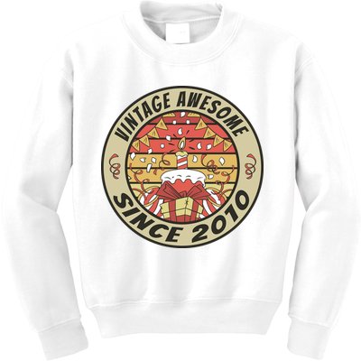 Vintage Awesome Since 2010 Birthday Gift Kids Sweatshirt