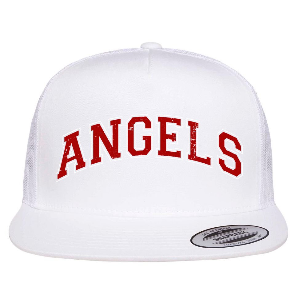 Vintage Angels Sports Name Athletic Text Arch Gift Flat Bill Trucker Hat
