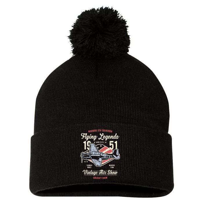 Vintage Air Show Aircraft Show Pom Pom 12in Knit Beanie