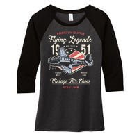 Vintage Air Show Aircraft Show Women's Tri-Blend 3/4-Sleeve Raglan Shirt