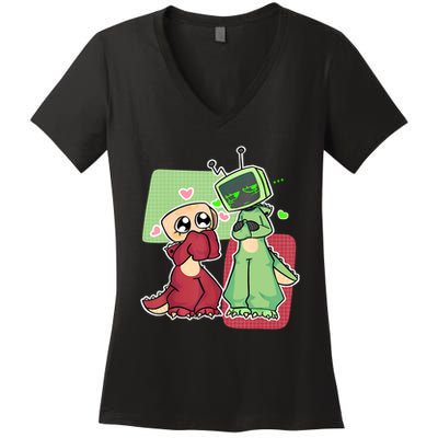 Vee And Shelly From Dandy's World for Boys and Girls 2025  Women's V-Neck T-Shirt