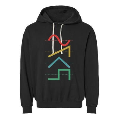 Vintage Analog Synthesizer Techno Waveform Synth Nerd Garment-Dyed Fleece Hoodie